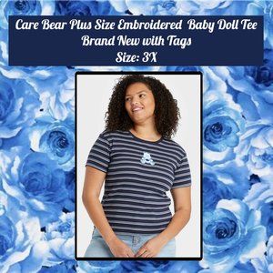 Care Bear Plus Size Embroidered Baby Doll Tee 3X